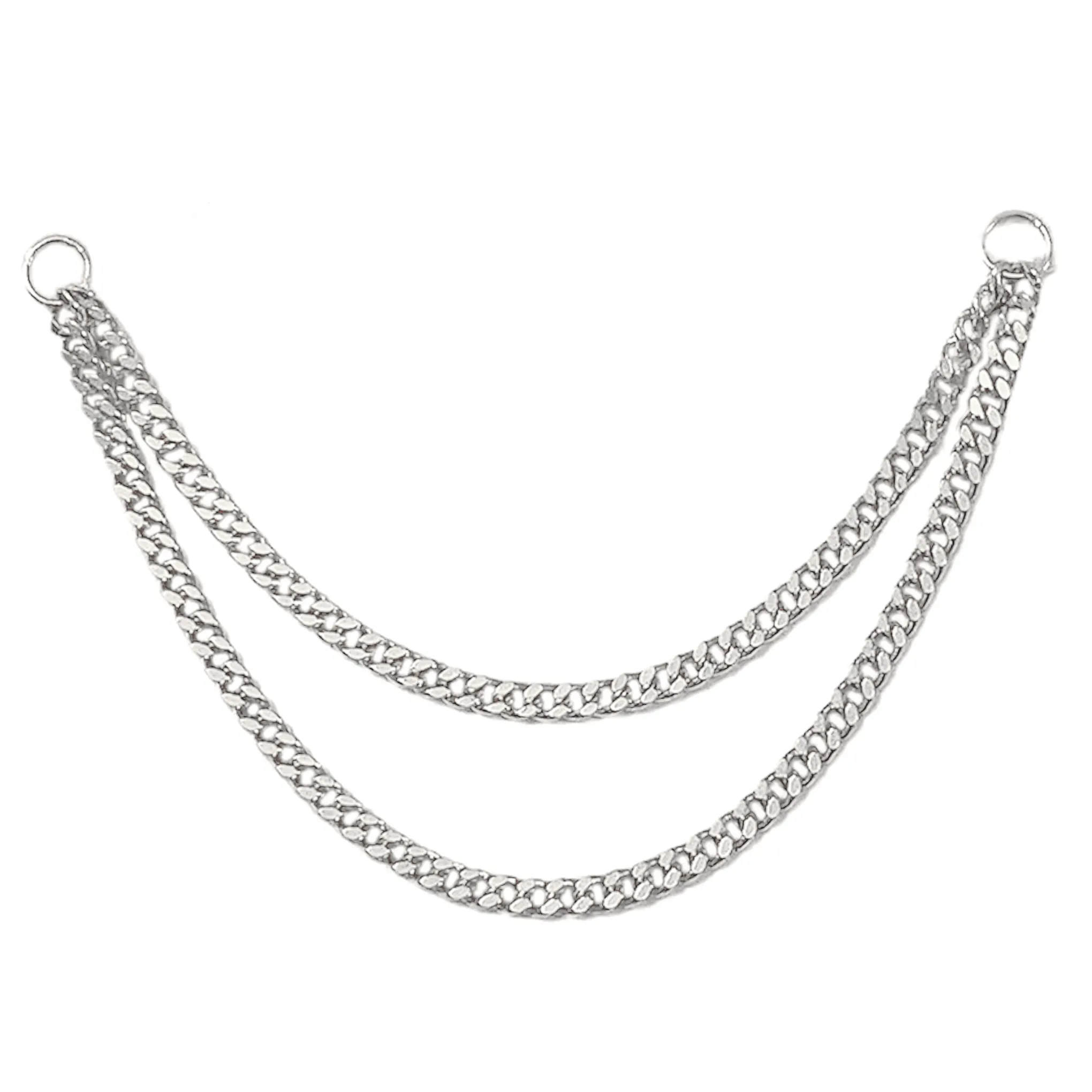 14K Gold Dangle Double Cuban Link Chain Earring Jacket