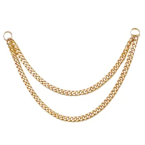 14K Gold Dangle Double Cuban Link Chain Earring Jacket