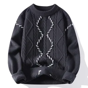 2024 New Autumn Winter High End Thick Warm Knit Sweater Men Fashion Argyle Plaid Pullover Sweaters Korean Harajuku Mens Jumpers