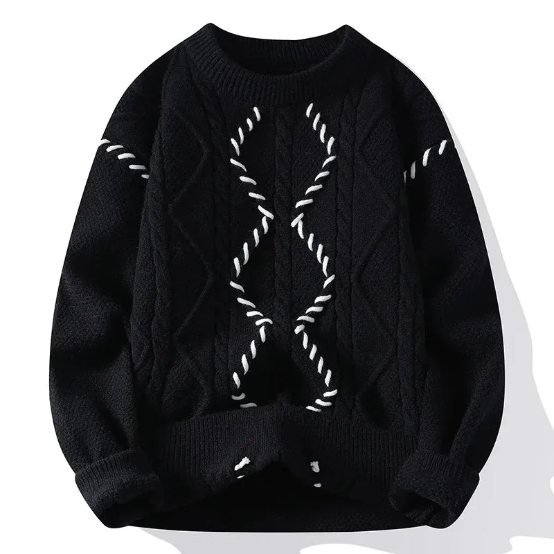 2024 New Autumn Winter High End Thick Warm Knit Sweater Men Fashion Argyle Plaid Pullover Sweaters Korean Harajuku Mens Jumpers
