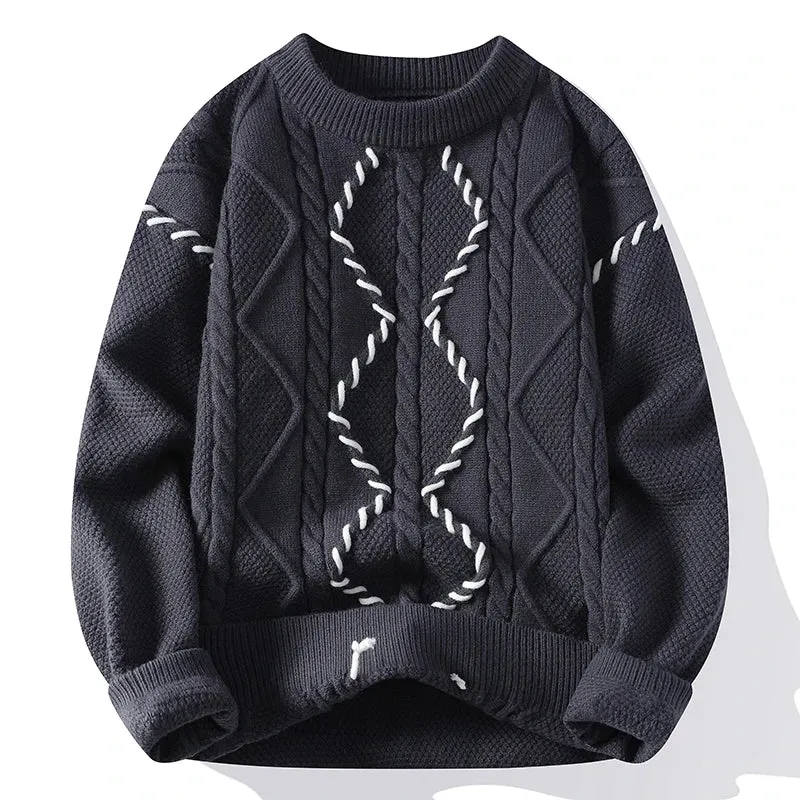 2024 New Autumn Winter High End Thick Warm Knit Sweater Men Fashion Argyle Plaid Pullover Sweaters Korean Harajuku Mens Jumpers