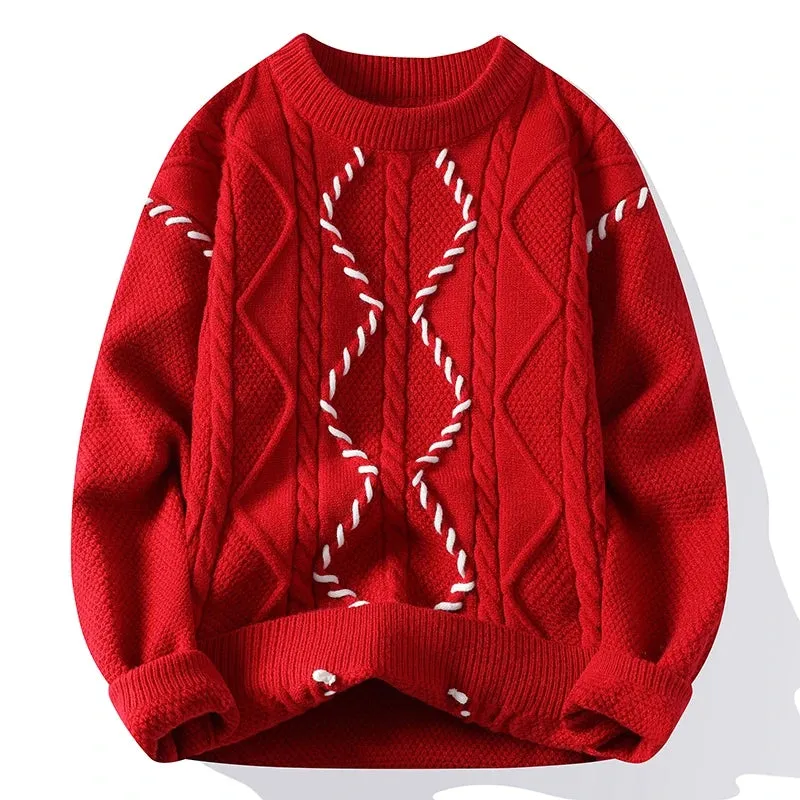 2024 New Autumn Winter High End Thick Warm Knit Sweater Men Fashion Argyle Plaid Pullover Sweaters Korean Harajuku Mens Jumpers