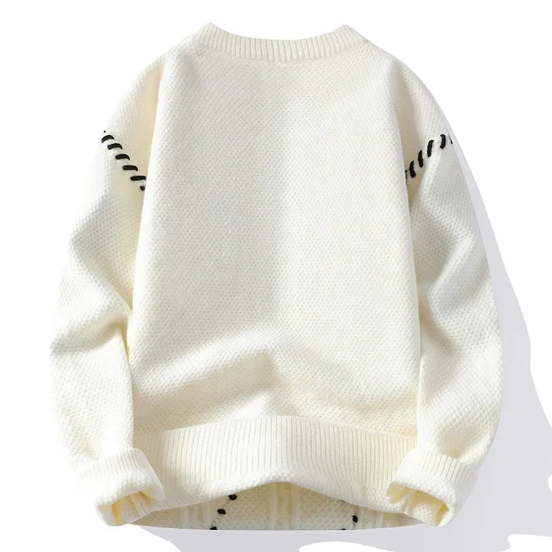 2024 New Autumn Winter High End Thick Warm Knit Sweater Men Fashion Argyle Plaid Pullover Sweaters Korean Harajuku Mens Jumpers