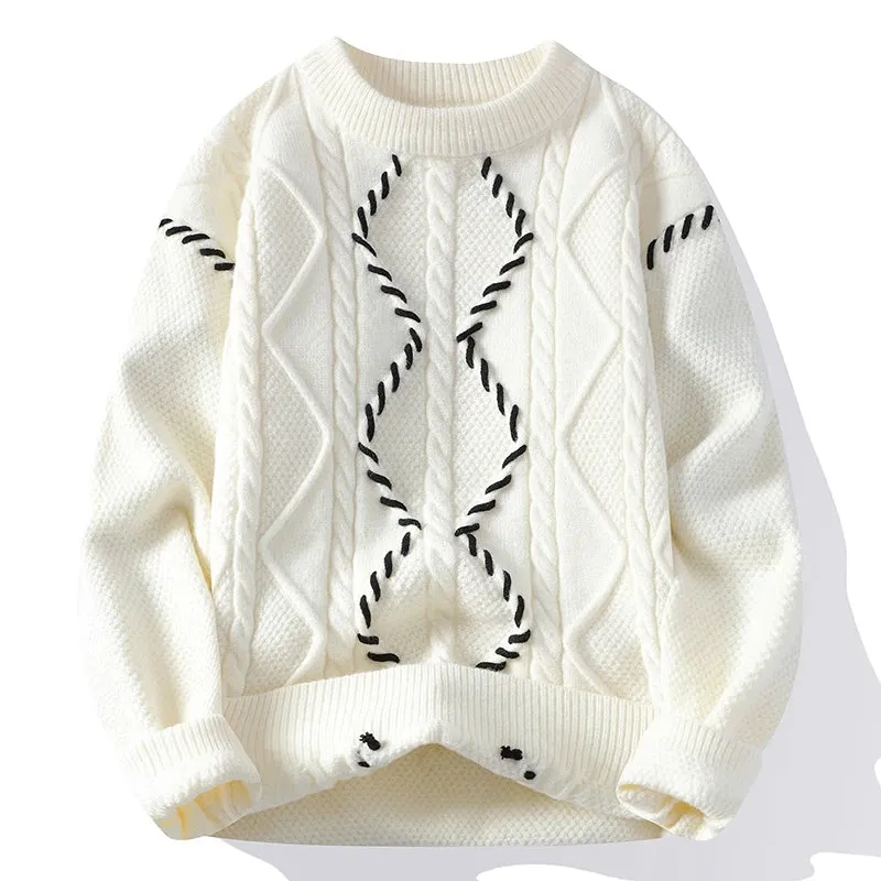 2024 New Autumn Winter High End Thick Warm Knit Sweater Men Fashion Argyle Plaid Pullover Sweaters Korean Harajuku Mens Jumpers