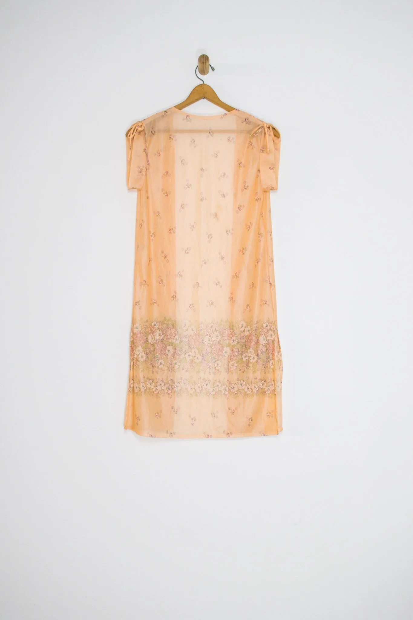 70's SHEER FLORAL DUSTER / SMALL