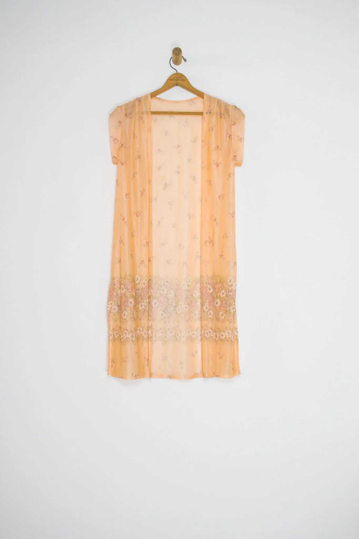 70's SHEER FLORAL DUSTER / SMALL