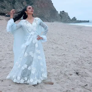 A breath of chiffon Overcoat with Oysterfeather