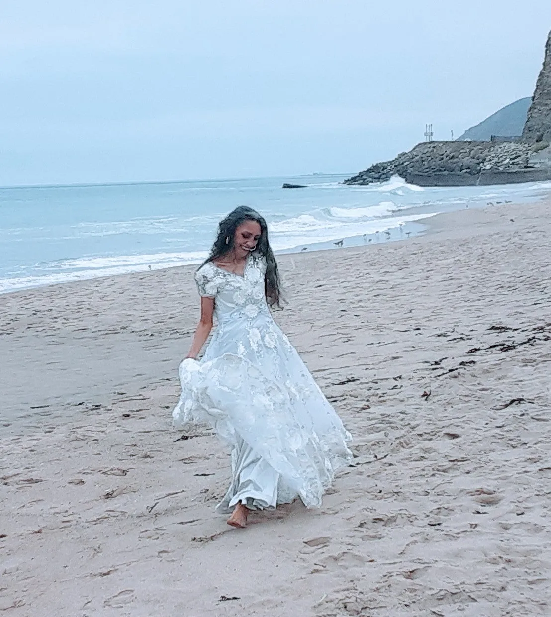 A breath of chiffon Overcoat with Oysterfeather