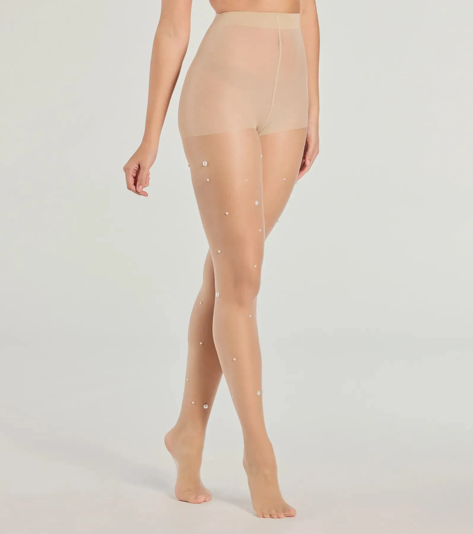 All In The Details Faux Pearl Sheer Tights