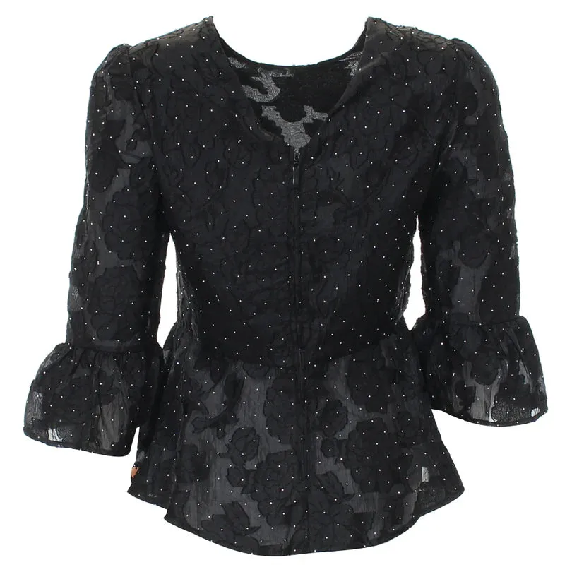 Alla Peplum Top (Black)