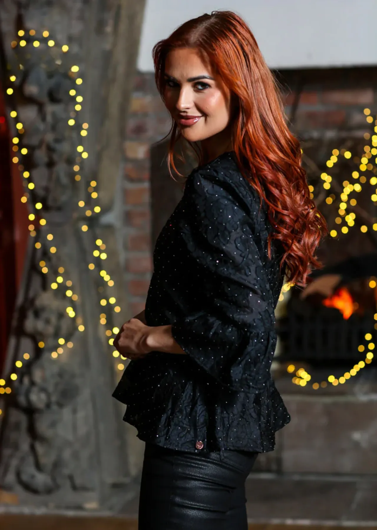 Alla Peplum Top (Black)