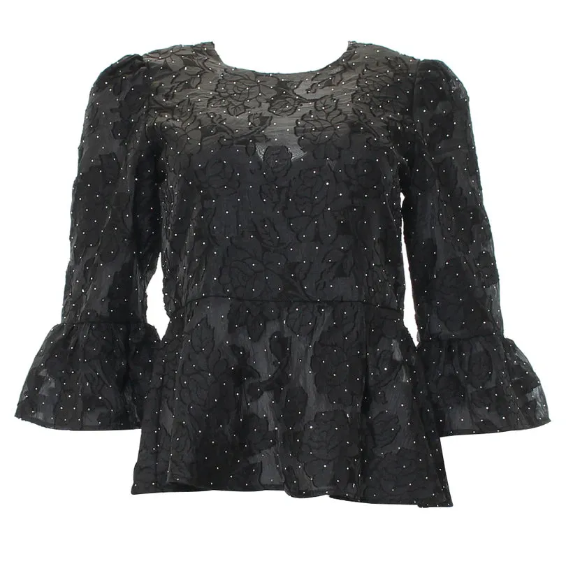 Alla Peplum Top (Black)