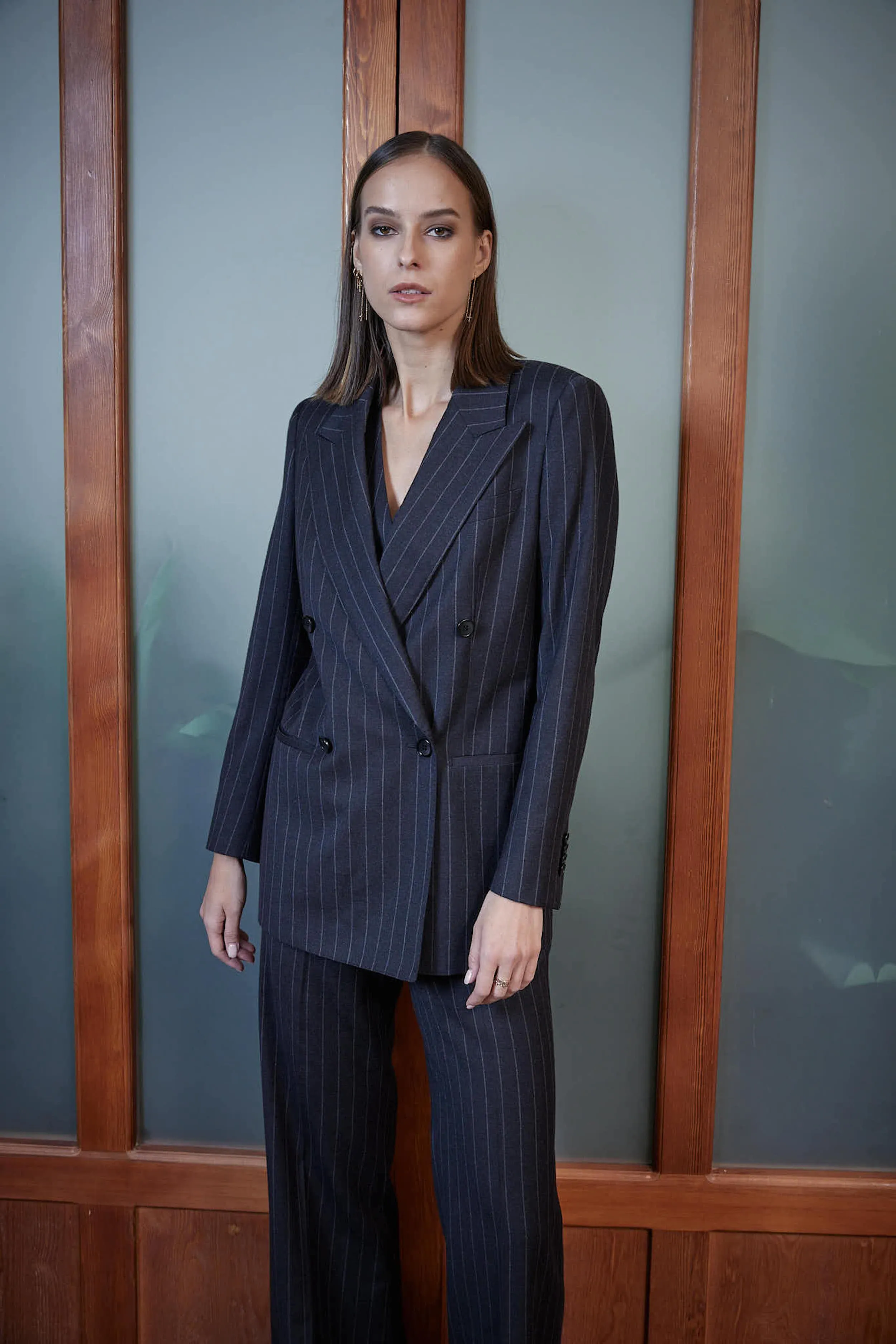 Amarante Jacket - Double breasted jacket in pinstripe