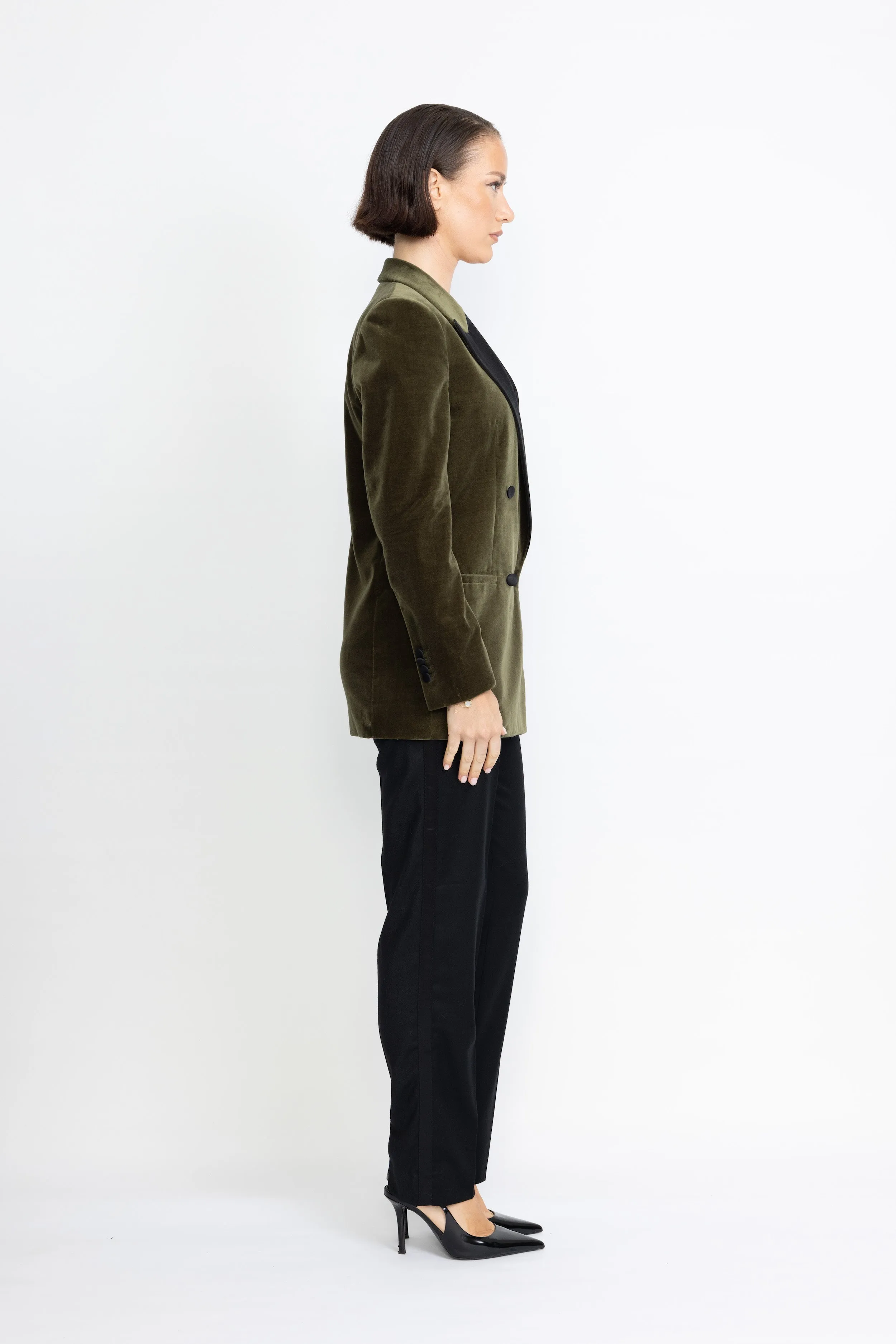 Amarante Limited Edition Jacket - Tuxedo style  jacket in forest green velvet