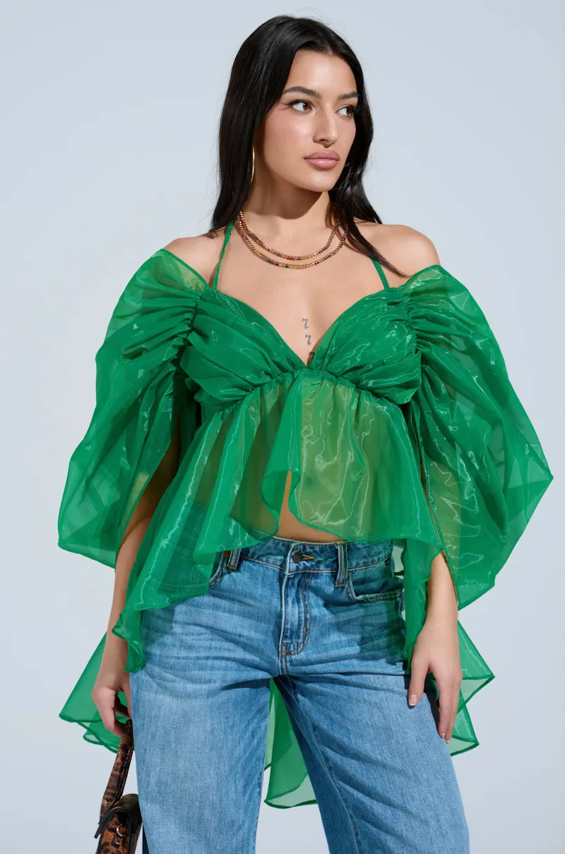 AN ELEGANT EVENING ORGANZA BLOUSE