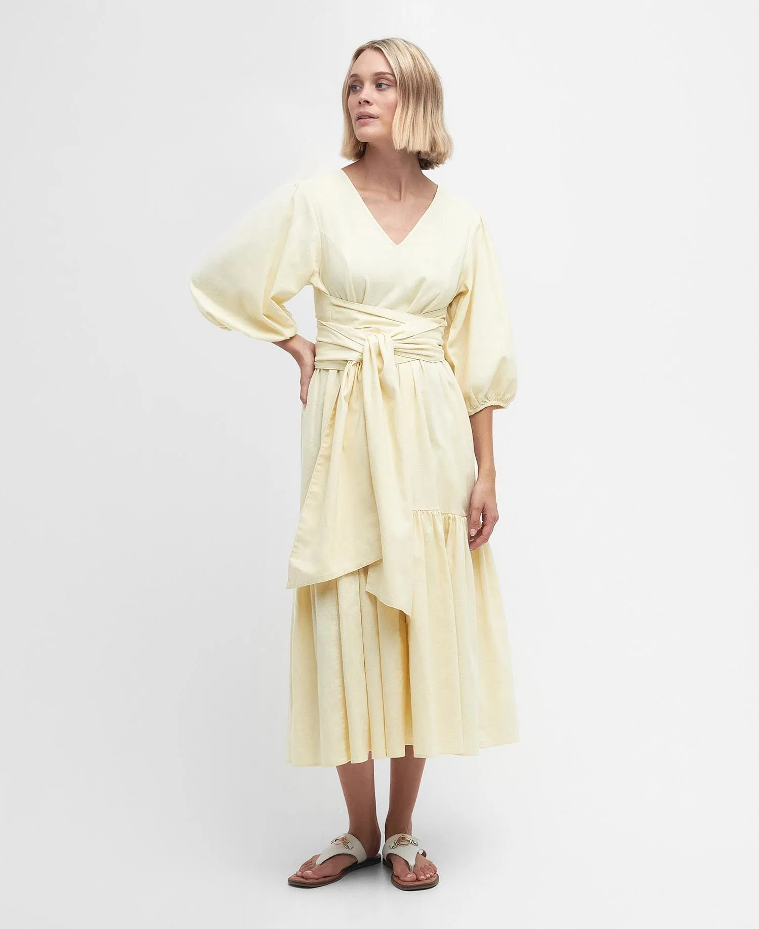 Annie Midi Dress Lemon Souffle