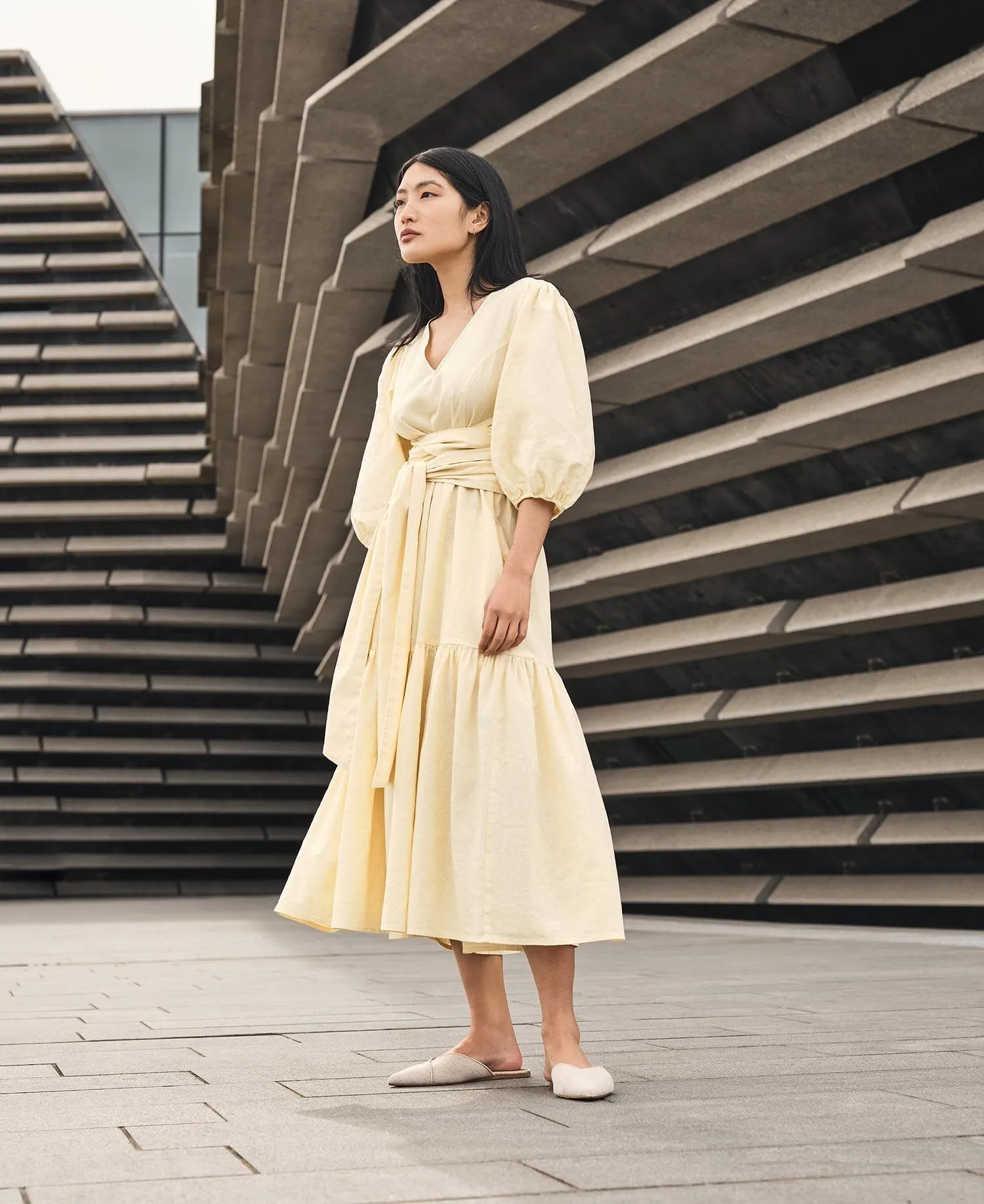 Annie Midi Dress Lemon Souffle