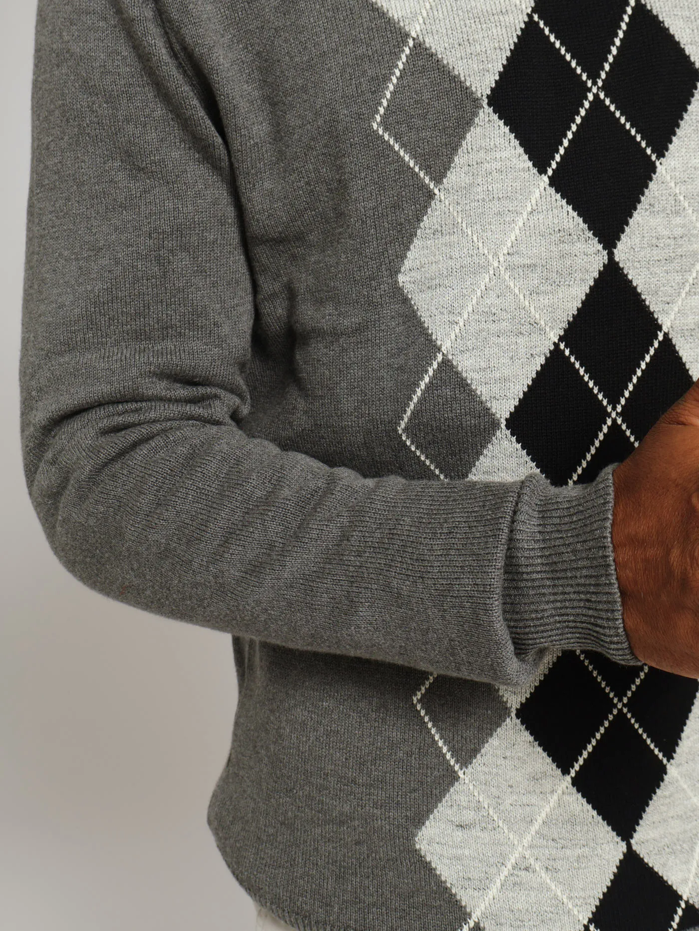 Argyle Crew Top - Grey