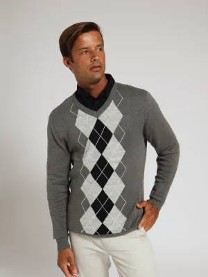 Argyle Crew Top - Grey