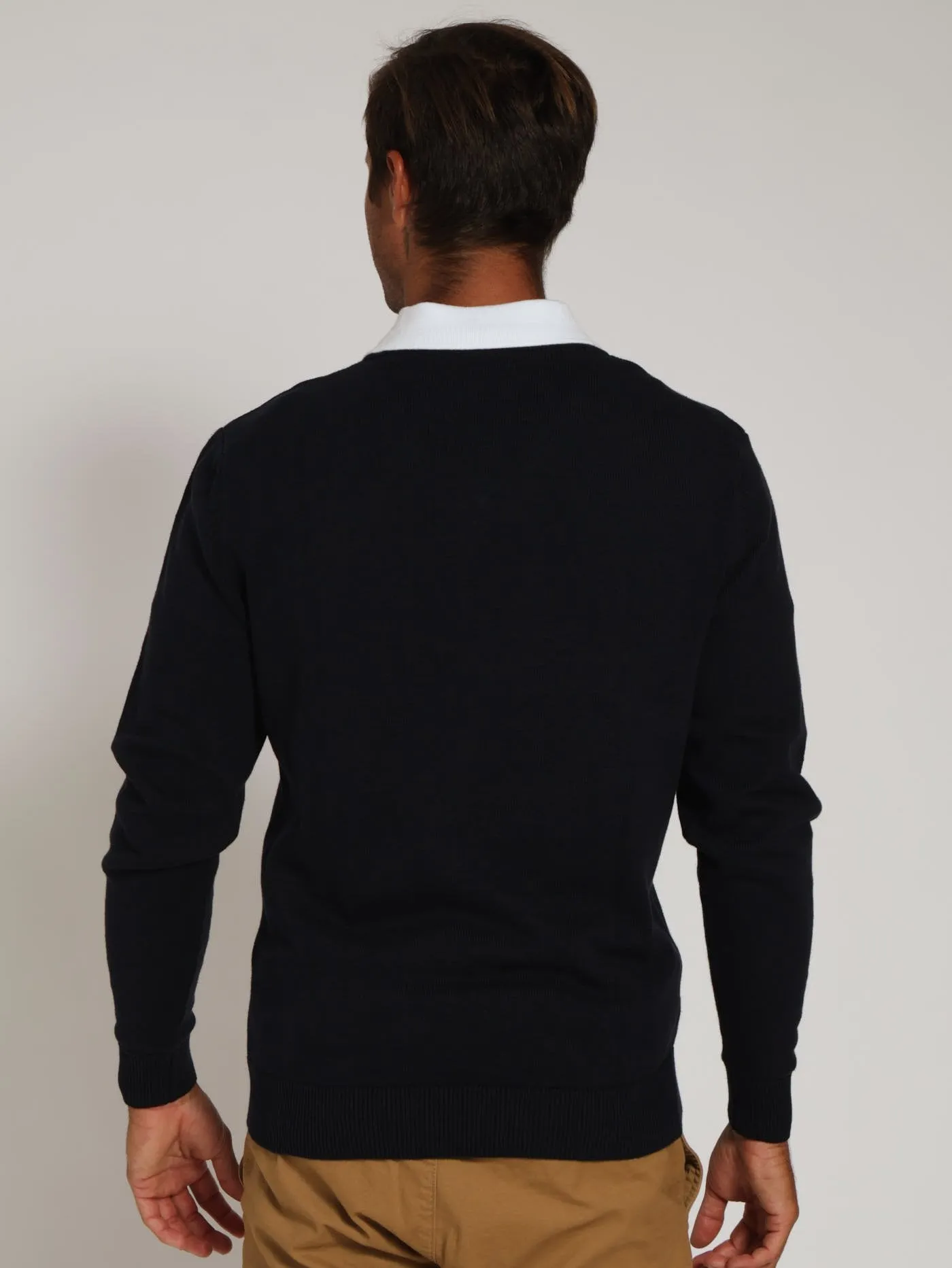 Argyle Crew Top - Navy