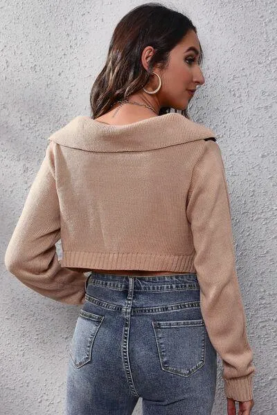 Argyle Long Sleeve Cropped Sweater