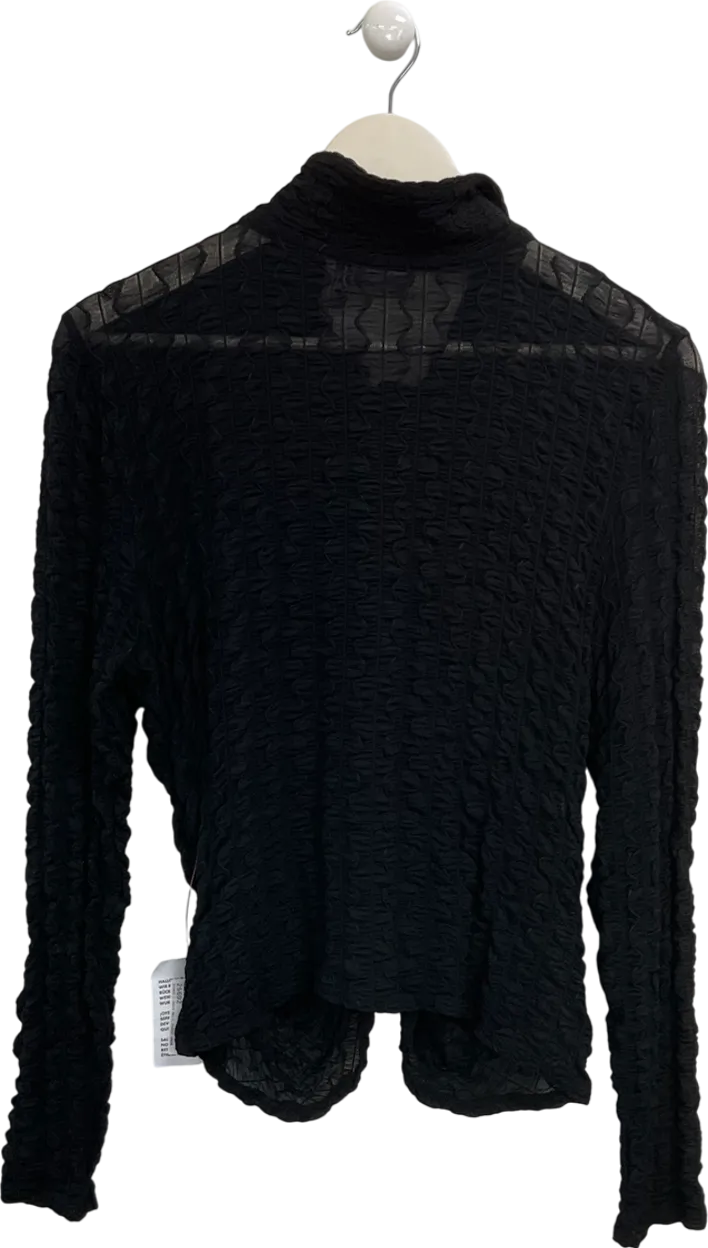 ASOS Black Shirred Long Sleeve Blouse UK 18