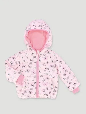Baby Girls Butterfly Puffer Jacket - Pink