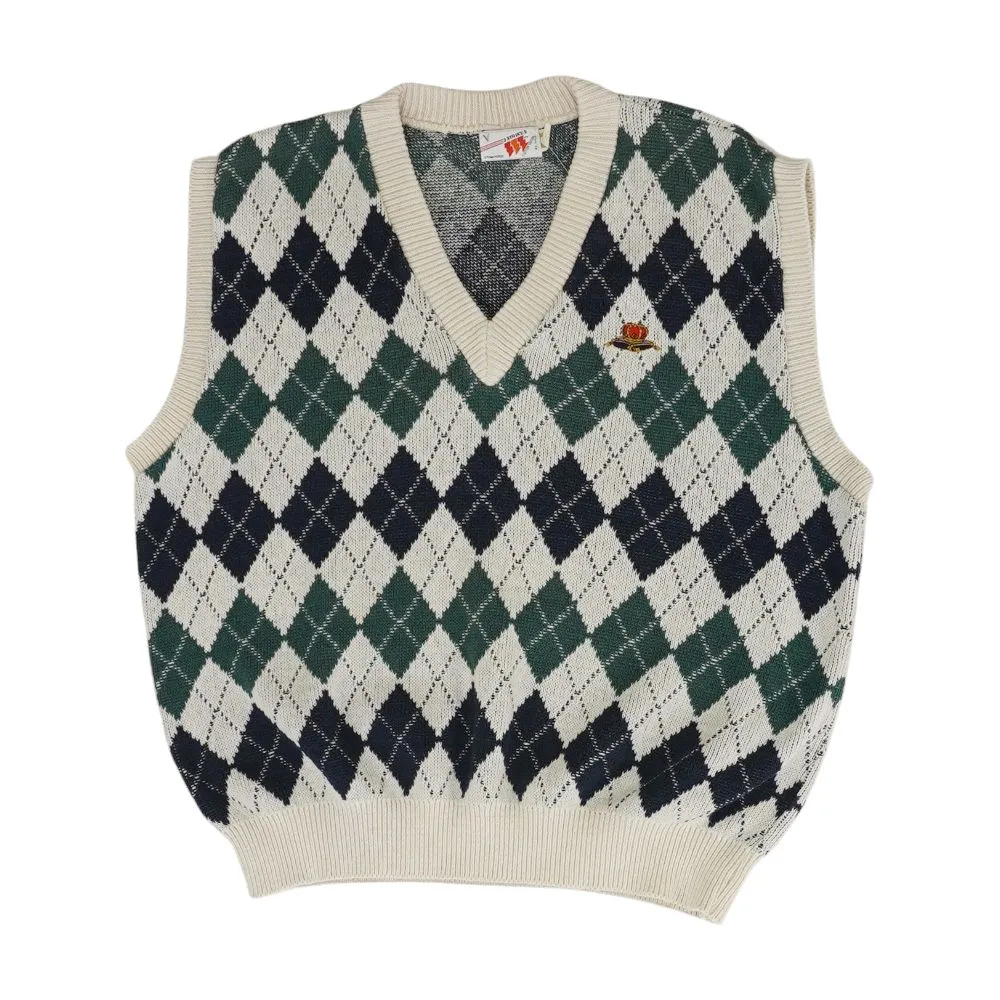Beige Argyle Vest Sweater