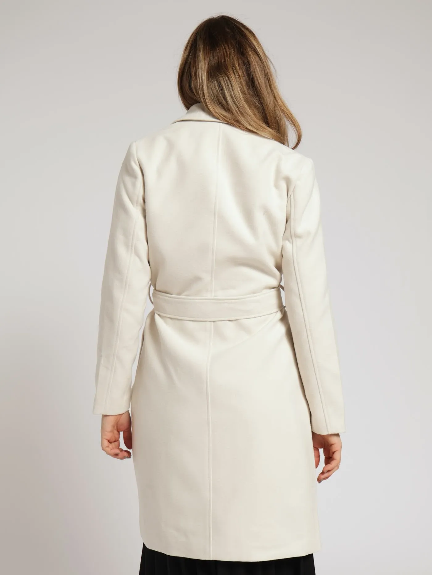 Belted Double Breasted Coat - Natural