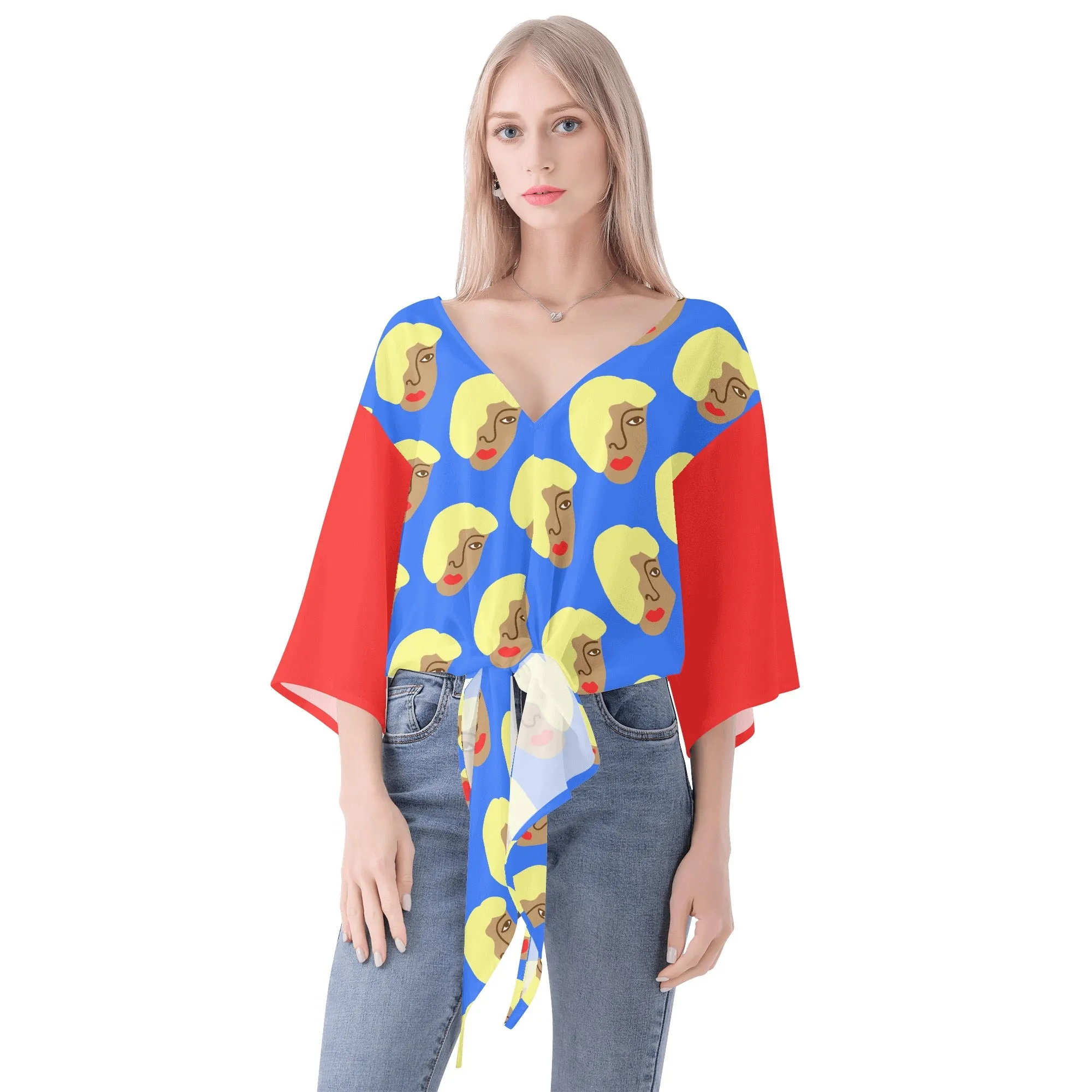 Bemba Colorá Women‘s’ V-neck Streamers Blouse