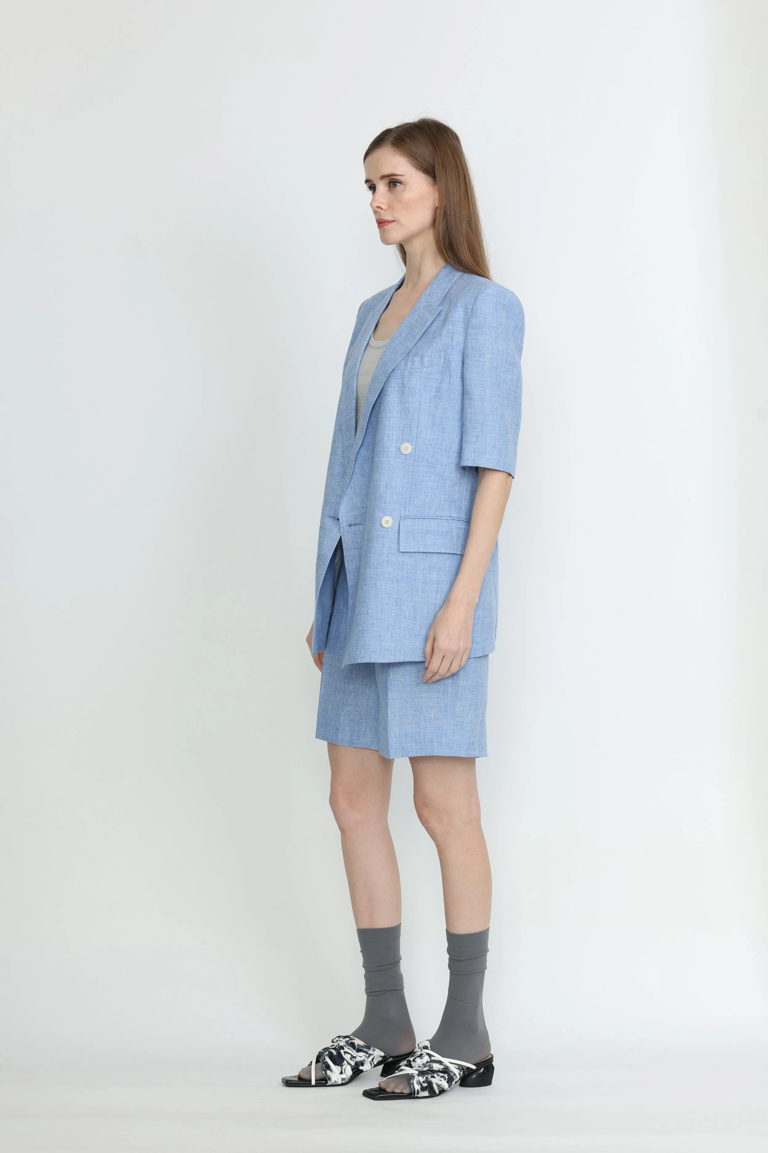 Bern Jacket -  Short sleeve suit jacket in light blue