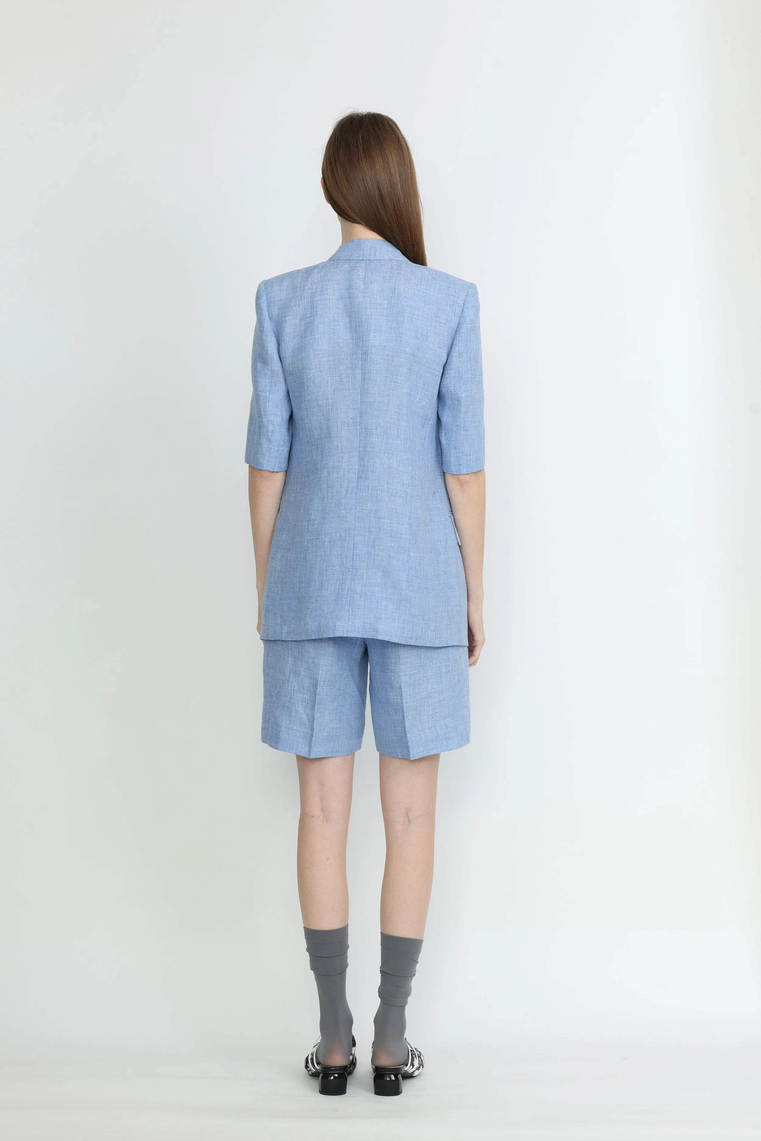 Bern Jacket -  Short sleeve suit jacket in light blue