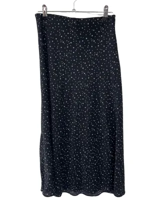 Black & White Polka Dot Mid Rise Midi Skirt
