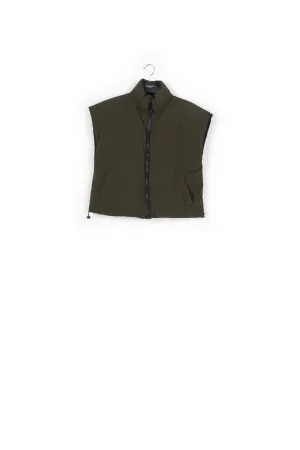 Black and khaki reversible puffer vest