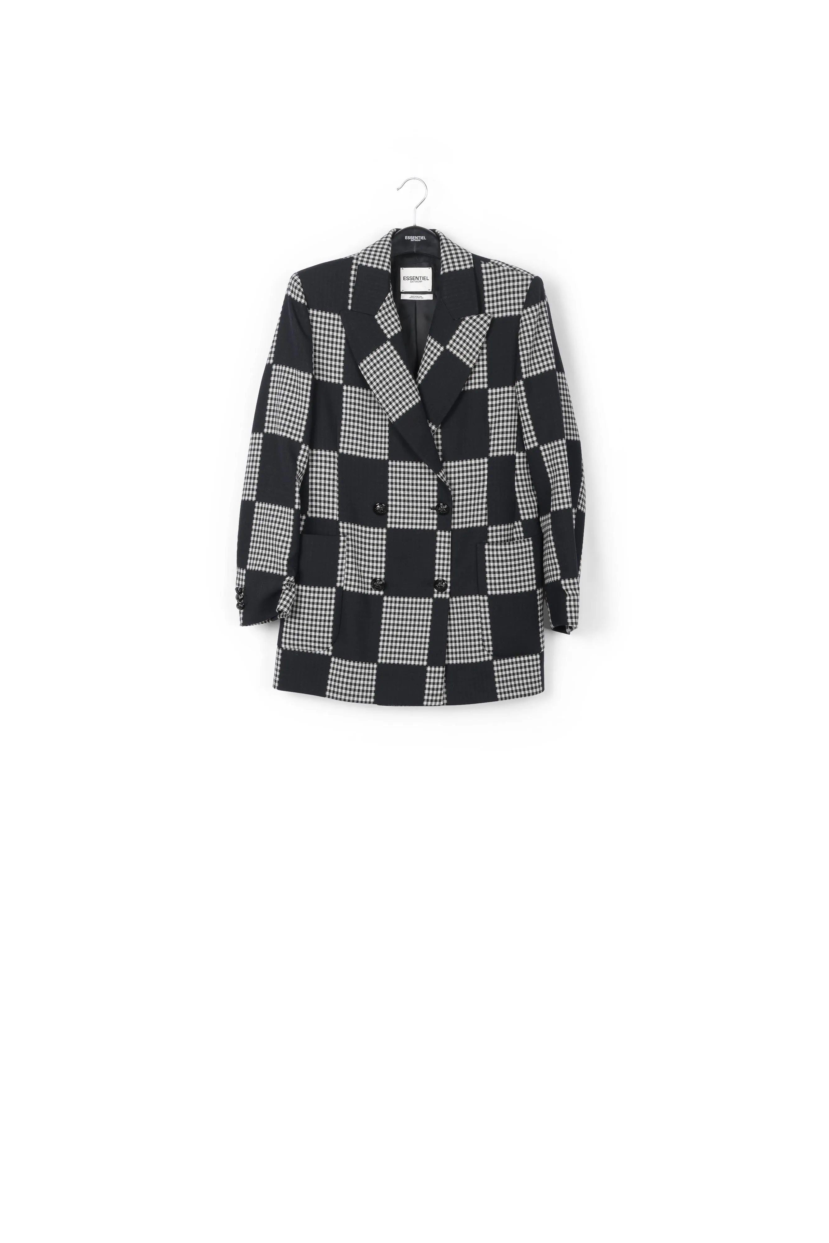 Black and off-white contemporary double-breasted blazer