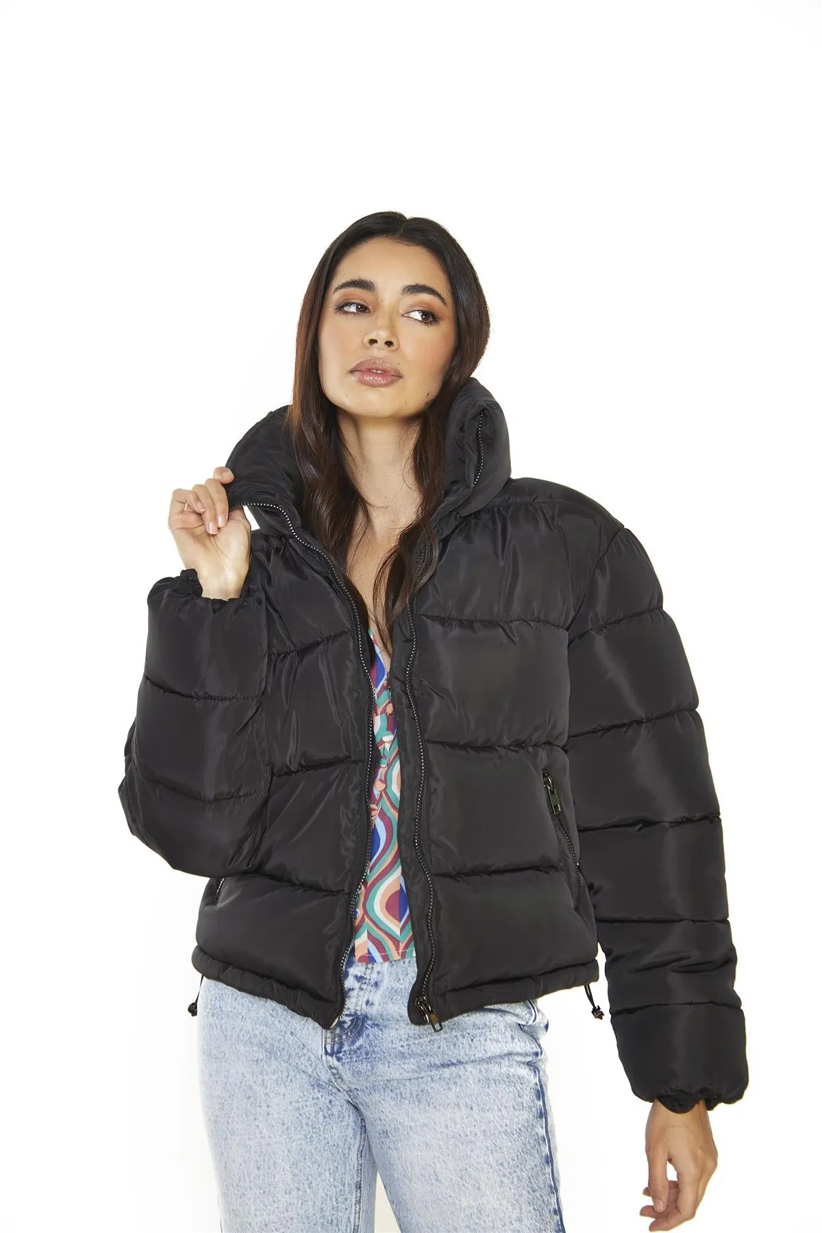 Black Puffer Long Sleeve-Coat
