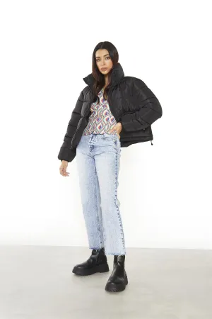 Black Puffer Long Sleeve-Coat