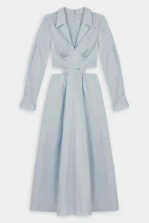 Blue Cotton Cut-Out Dress in Light Blue