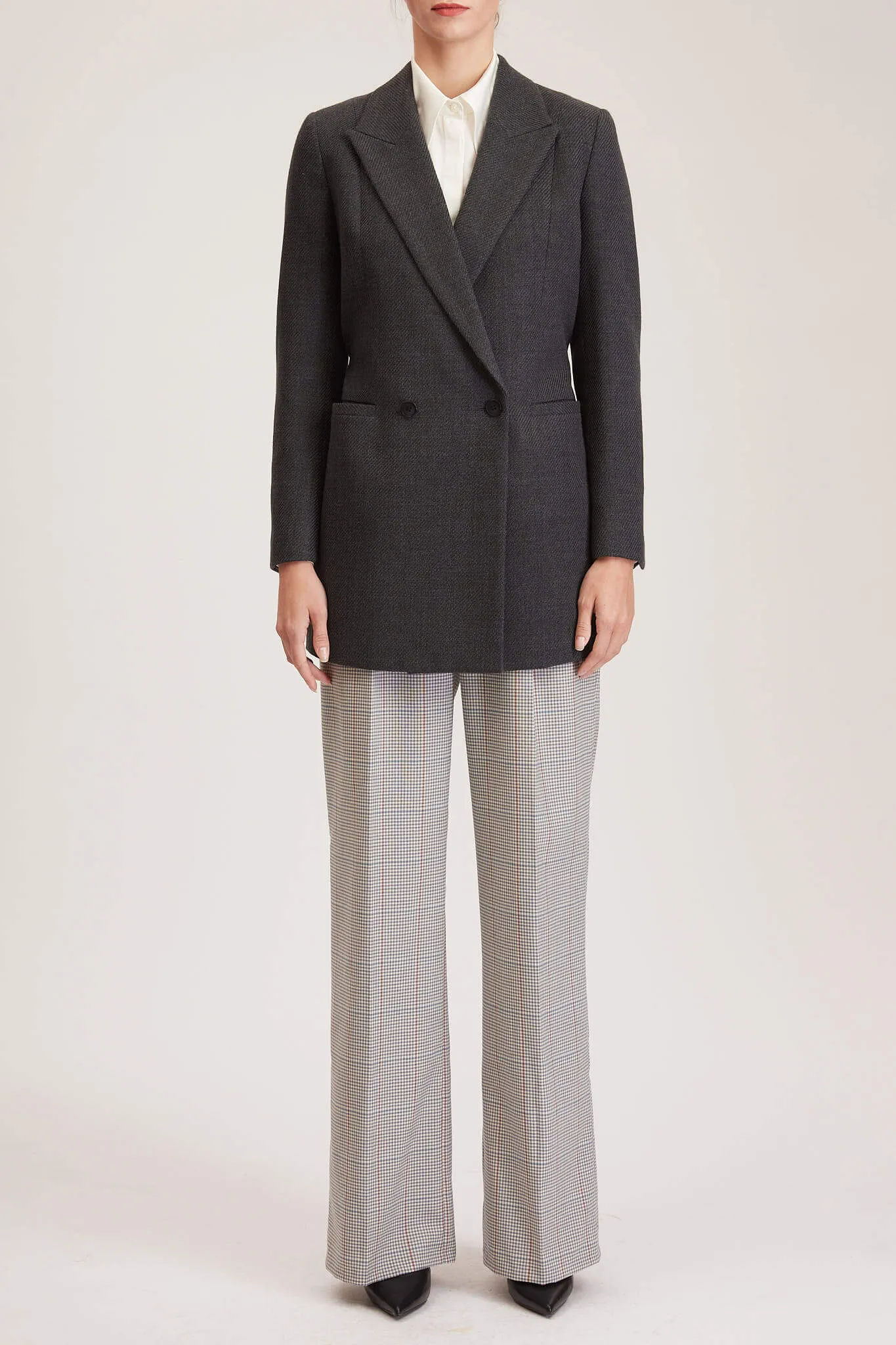 Brentford Jacket - Relaxed fit suit jacket in grey twill wool