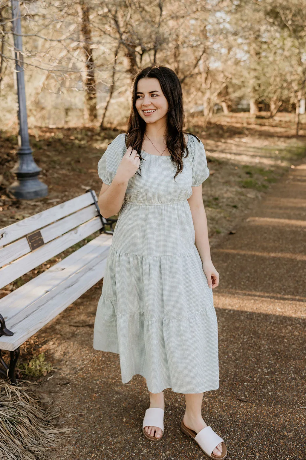 Bright Skies Checkered Midi Dress