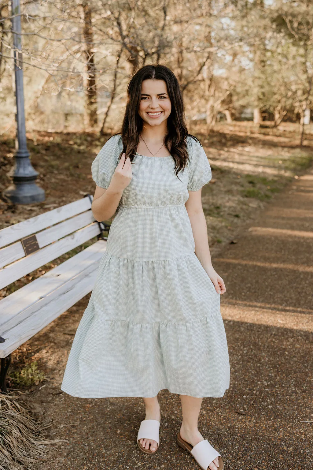Bright Skies Checkered Midi Dress