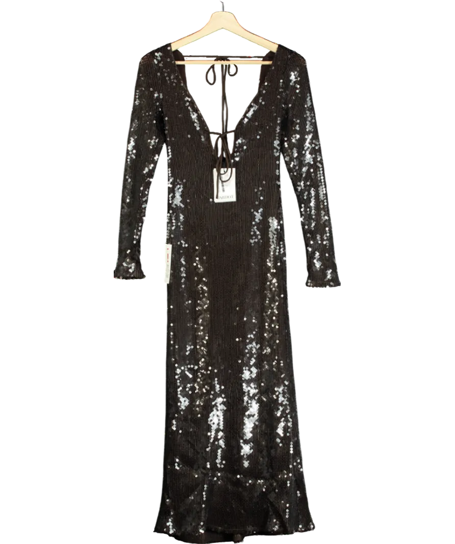 Brown Bardot Sequin Midi Dress UK 8