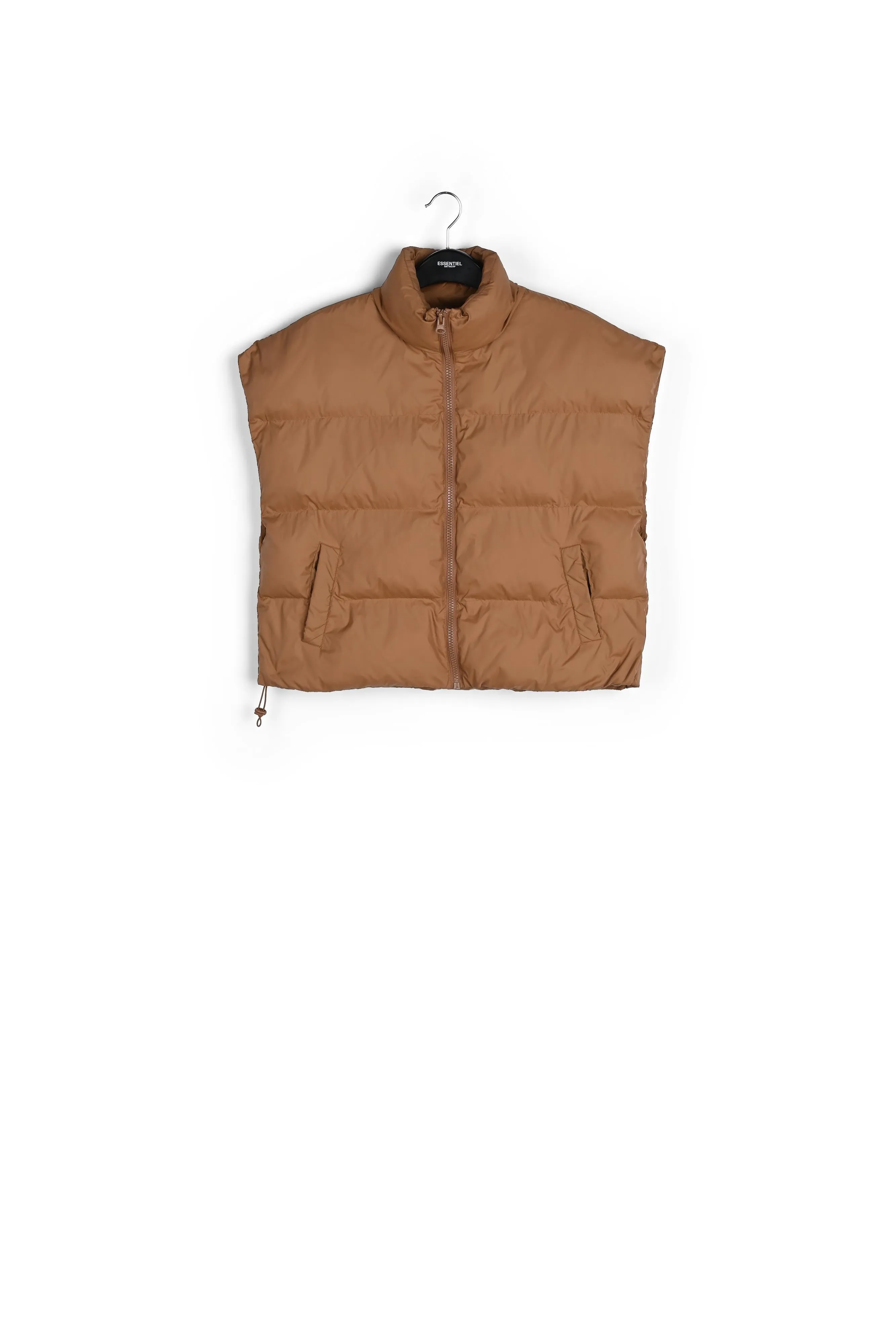 Brown sleeveless puffer jacket