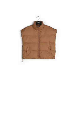 Brown sleeveless puffer jacket