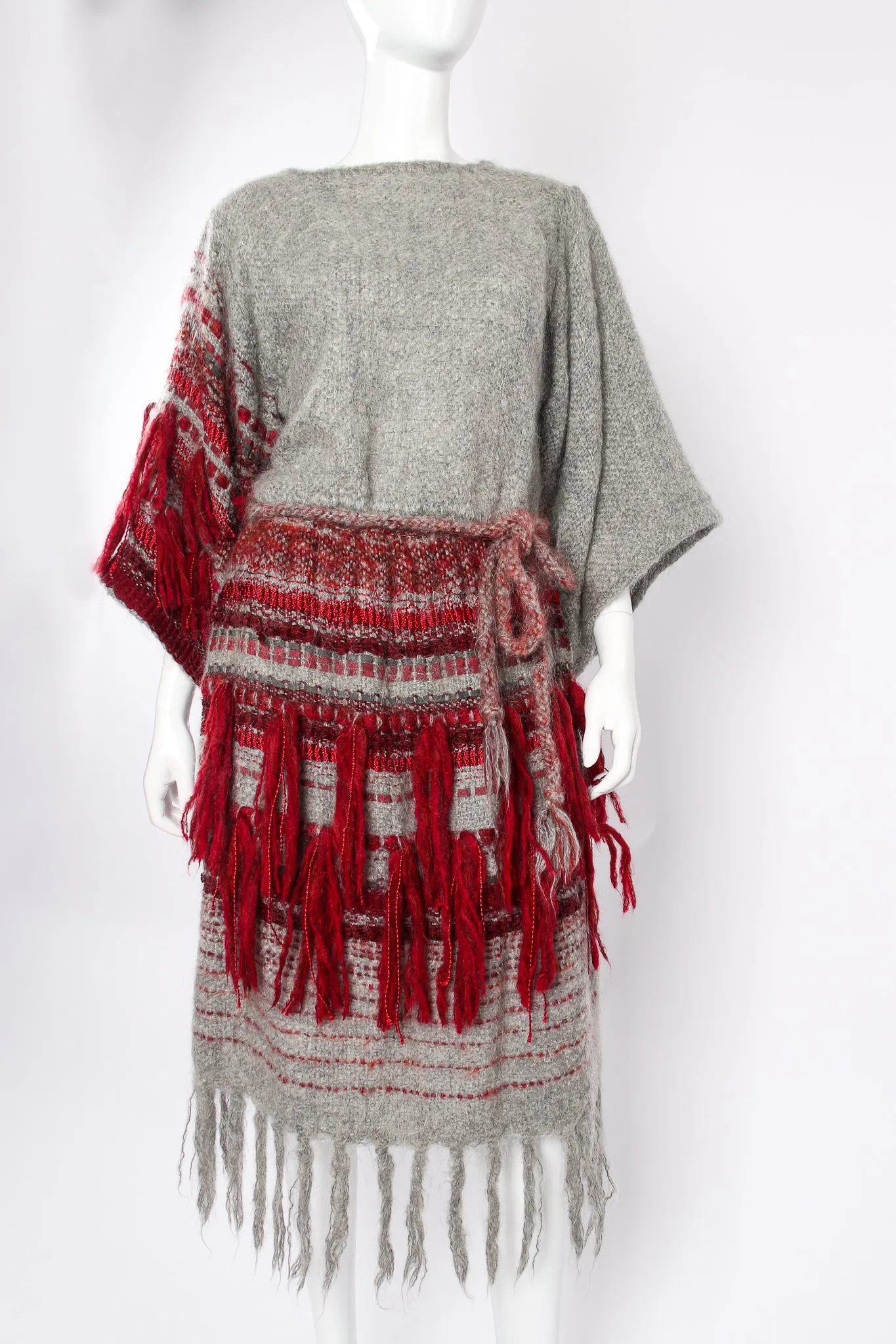 Brushed Yarn Fringe Top & Skirt Set