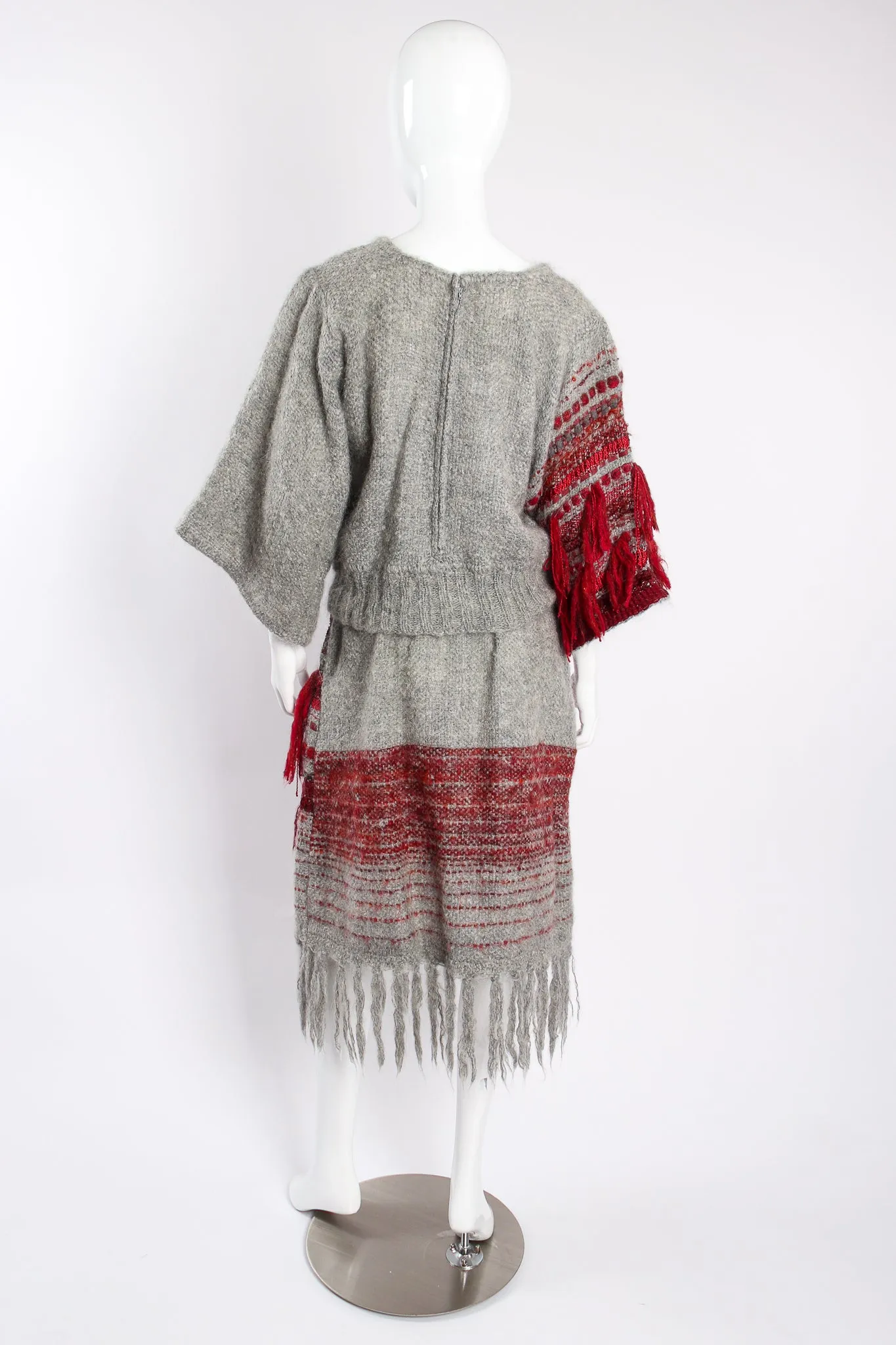 Brushed Yarn Fringe Top & Skirt Set