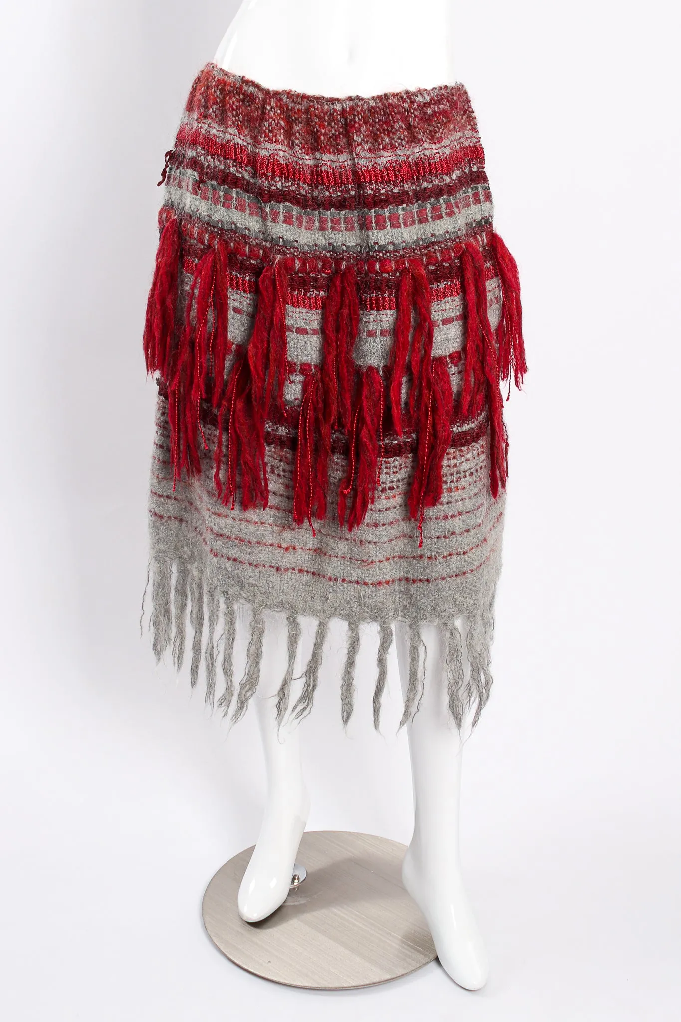 Brushed Yarn Fringe Top & Skirt Set