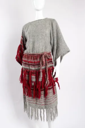 Brushed Yarn Fringe Top & Skirt Set