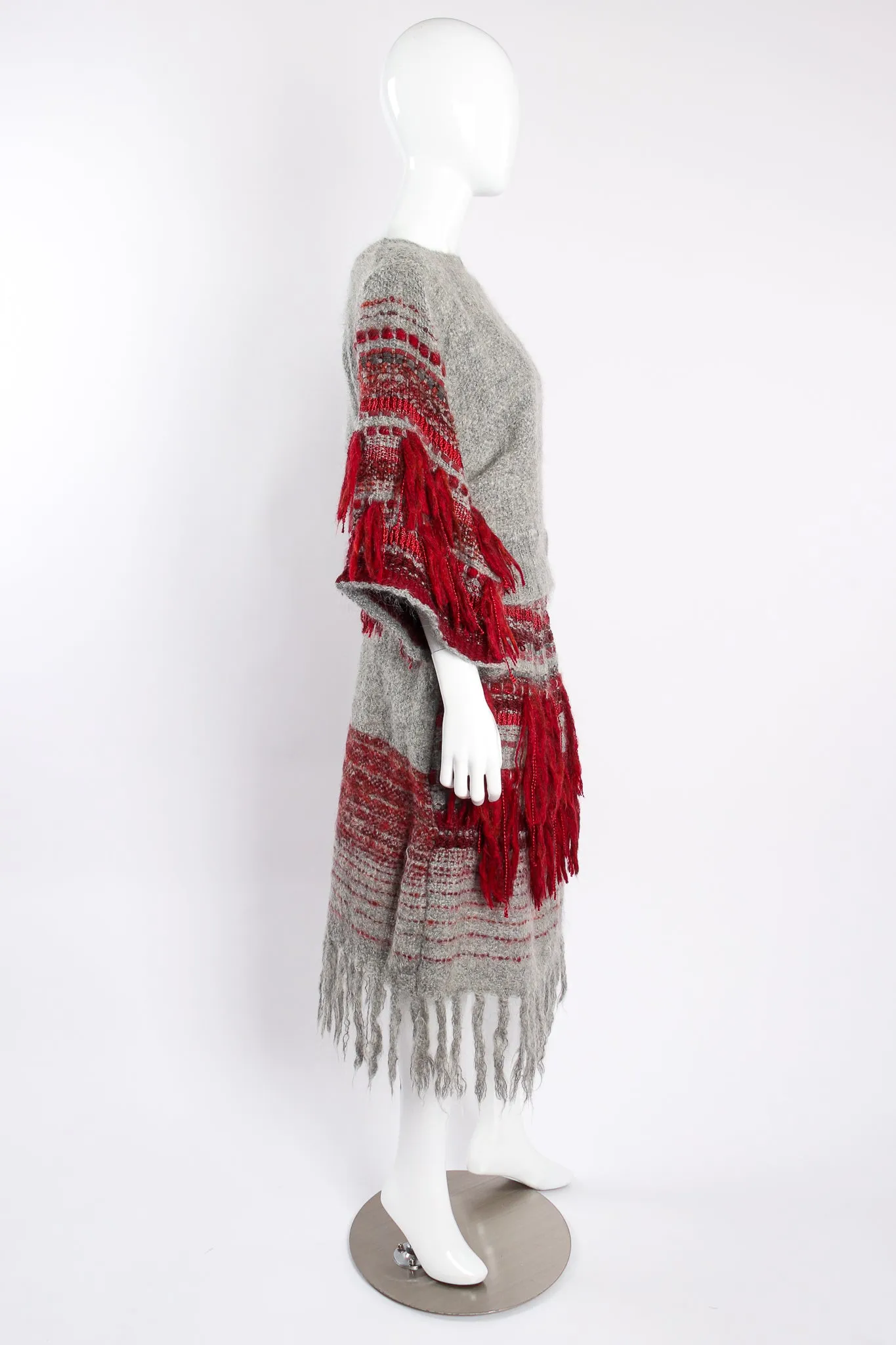 Brushed Yarn Fringe Top & Skirt Set