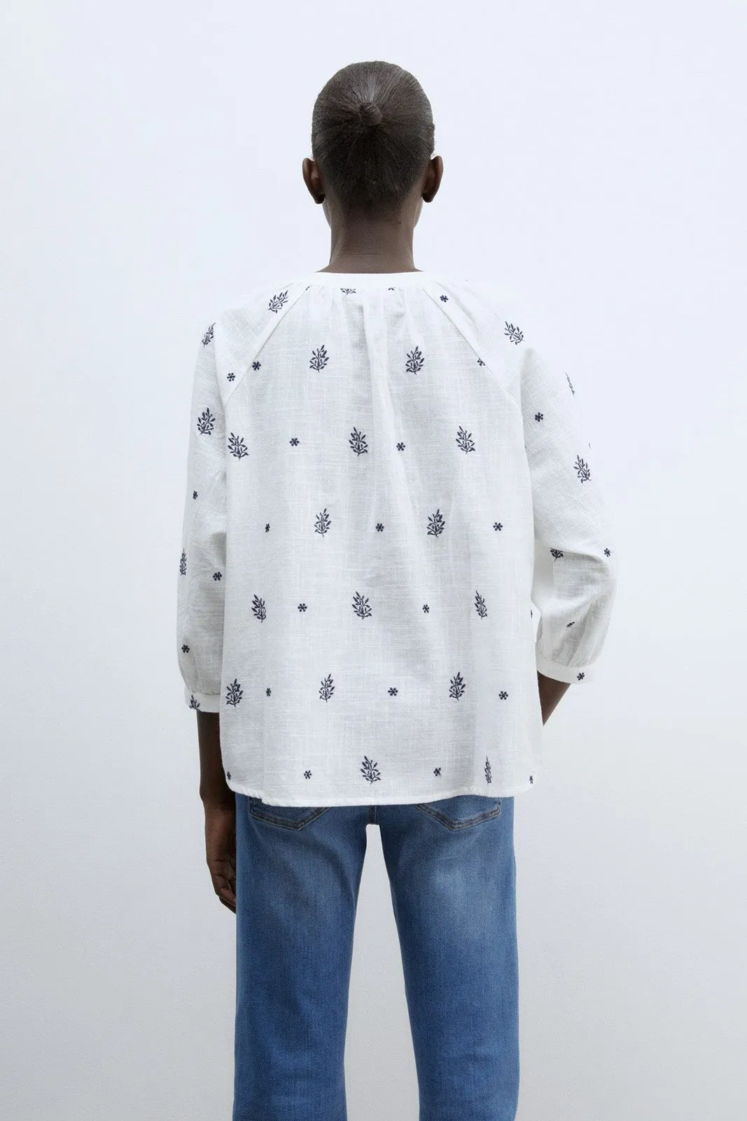 Buttons raglan blouse - Blue Acid